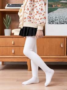 1 件女童纯色紧身裤，秋冬季温暖舒适，幼儿休闲运动风格