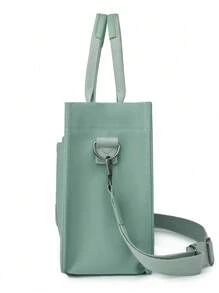 多功能垂直條紋飾斜挎肩背包，女性手提包，大容量多口袋帆布肩背通勤包，輕便休閒手提信差包，學生學校手提電腦包，極簡運動多隔層多袋背包