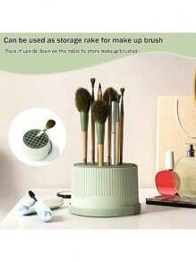1pc Green Makeup Brush Cleaning Pad 3 In 1 Silicone Makeup Brush Cleaning Bowl With Brush Drying Rack Hanging Makeup Brush Cleaning Organizer Store And Air Dry