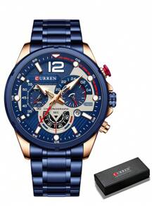 Curren Men Triple Dial Date Quartz Watch As A Gift For Students Returning To School