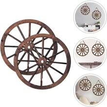 Decoración de pared con rueda de carruaje de madera, decoraciones para fiestas de vaqueros del oeste, decoración vintage de país, rueda de carreta de madera para voltear a mano para decorar bares, garajes, interiores y exteriores, decoración del hogar, decoración de habitaciones, decoración de paredes - Multicolor - Ver 12