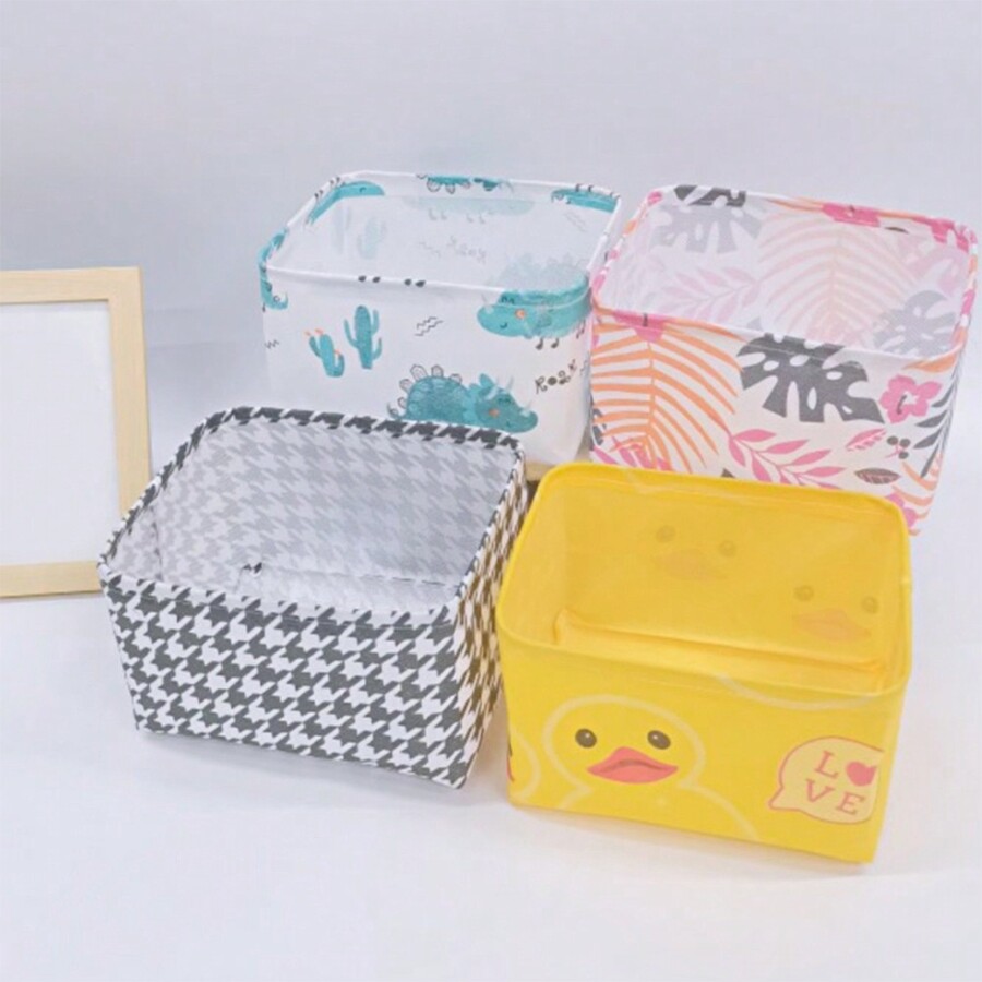1pc Foldable Fabric Multifunctional Storage Basket, Multiple Patterns