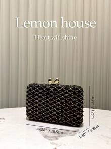 1 pezzo Borsa clutch di lusso nera e lucida, decorata con cristalli, con tracolla in metallo, elegante ed alla moda, adatta per serate, matrimoni, occasioni formali, come regalo da donna, perfetta per feste, matrimoni, cene di gala, da abbinare ad abiti da sera, da festa o con paillettes