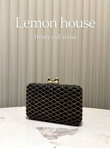 1 pezzo Borsa clutch di lusso nera e lucida, decorata con cristalli, con tracolla in metallo, elegante ed alla moda, adatta per serate, matrimoni, occasioni formali, come regalo da donna, perfetta per feste, matrimoni, cene di gala, da abbinare ad abiti da sera, da festa o con paillettes