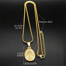 Catholic Virgin Mary Necklace Female Gold Religion God Stainless Steel Gold/Silver Oval Pendant Fine Jewelry Gifts