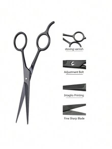 1 pieza Tijeras profesionales pequeñas de 14cm para peluquería, suministros profesionales de peluquería, herramientas de estilo de salón, recortadora de nariz, herramientas de corte y herramientas de barbero - Negro - Ver 9