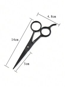 1 pieza Tijeras profesionales pequeñas de 14cm para peluquería, suministros profesionales de peluquería, herramientas de estilo de salón, recortadora de nariz, herramientas de corte y herramientas de barbero - Negro - Ver 3