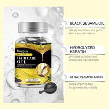 Viên nang dầu mè đen, nuôi dưỡng và làm mượt tóc, phục hồi hư tổn do uốn và nhuộm, cải thiện tình trạng chẻ ngọn, khô, gãy tóc, thô ráp - màu đen - Xem 5