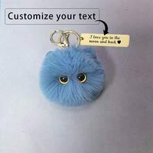 1 件女士定制卡通猫钥匙扣，个性化钥匙扣吊坠饰品，钥匙扣，包包饰品，汽车钥匙扣，可爱女孩礼物，配饰，可爱黑尘球猫毛绒钥匙扣可定制文字钥匙扣吊坠，背包饰品，心形，腮红，手 - 彩色 - 查看 15