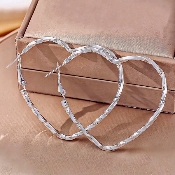1 Pair New Heart & Circle Design Gold Plated Earrings Valentines,Mom,Mother,Mother's Day,Gift