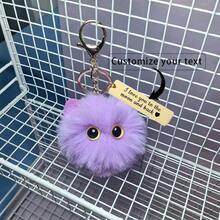 1 件女士定制卡通猫钥匙扣，个性化钥匙扣吊坠饰品，钥匙扣，包包饰品，汽车钥匙扣，可爱女孩礼物，配饰，可爱黑尘球猫毛绒钥匙扣可定制文字钥匙扣吊坠，背包饰品，心形，腮红，手 - 彩色 - 查看 7