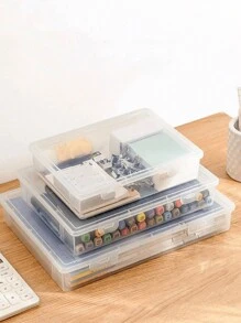 1入組清晰文具收納盒，極簡主義PP桌面置物架，適用辦公室、學校 - 無色 - 查看 7