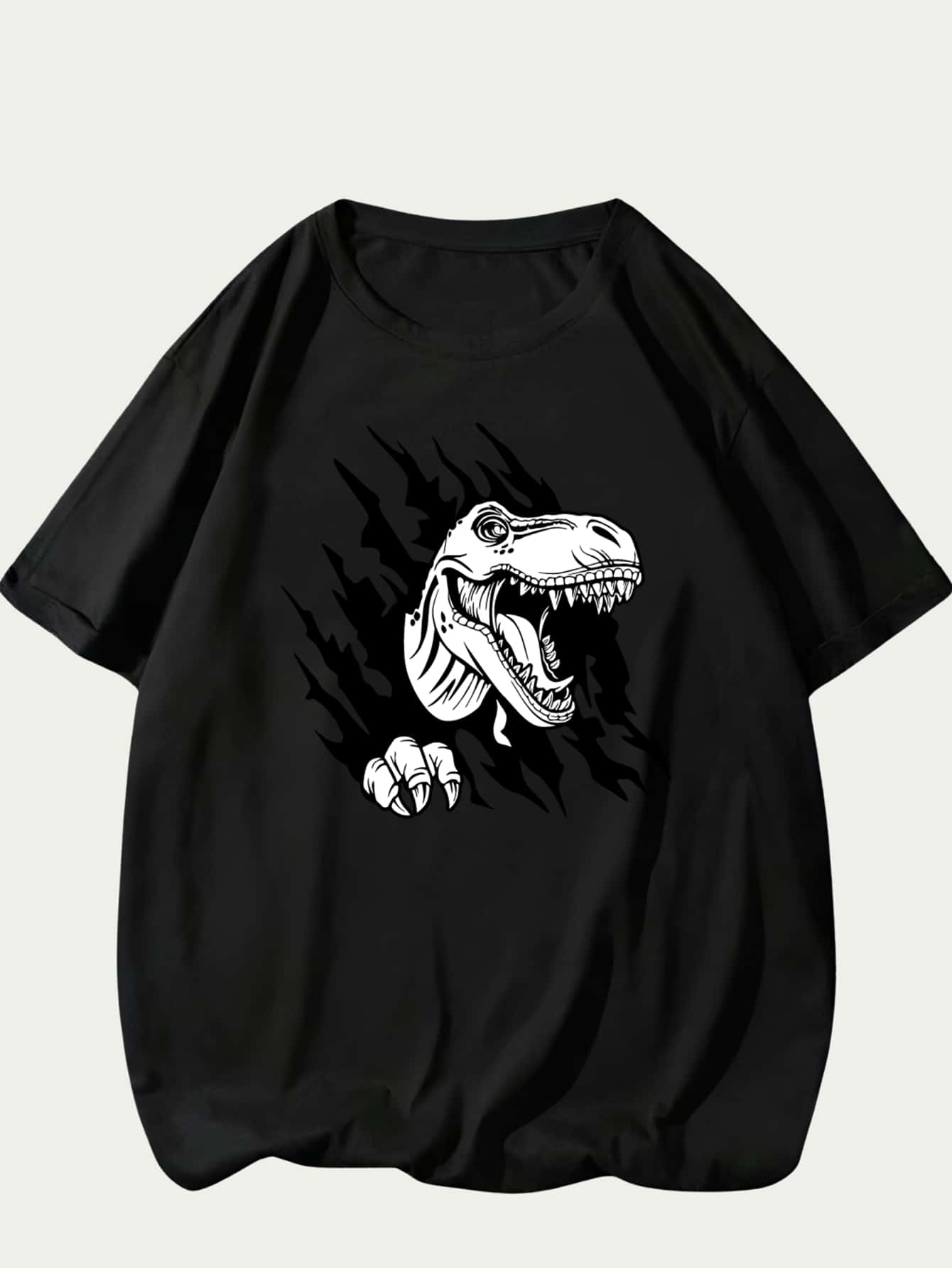 Dinosaur Trying To Get Out Printed T-Shirt Men's Cotton Comfort Casual Shirt - màu đen - Xem 1