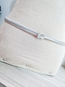 RHINESTONE BELT KNOT CHAIN SHINE METAL PIECE DELICATE SHINY CHIC - 銀色 - 查看 5