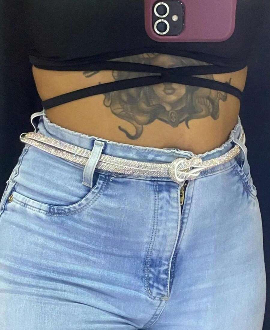 RHINESTONE BELT KNOT CHAIN SHINE METAL PIECE DELICATE SHINY CHIC - 銀色 - 查看 1