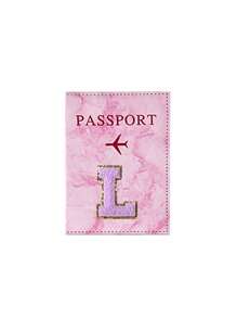 1 Stück Passcover, lila Handtuch mit A-Z Buchstaben Stickerei, unisex RFID Vintage Business Passhülle, tragbare multifunktionale ID/Bankkarten PU Leder Geldbörse - Pink - Übersicht 21