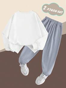 Tween Boy THE MOUNTUINS EMOTION AND I MUST GO 露营元素卫衣 圆领卫衣 男童休闲舒适春秋时尚 - 彩色 - 查看 2