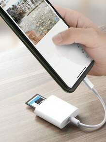 USB-C SD卡讀卡機，USB-C記憶卡轉接器，適用於Type-C OTG設備的野外攝影機檢視器。兼容SD、SDHC、SDXC、UHS-I、UHS-II卡，適用於平板電腦、筆記型電腦和Android設備。即插即用，兼容各種USB-C設備，包括筆記型電腦、平板電腦和智慧型手機。 - 白色 - 查看 3