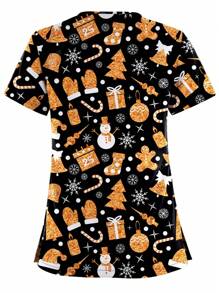 Beauty Uniform Women Dentist Print Working Scrubs Top Pet Grooming Uniforms Laboratory Pharmacy Short Sleeve Shirts Scrub