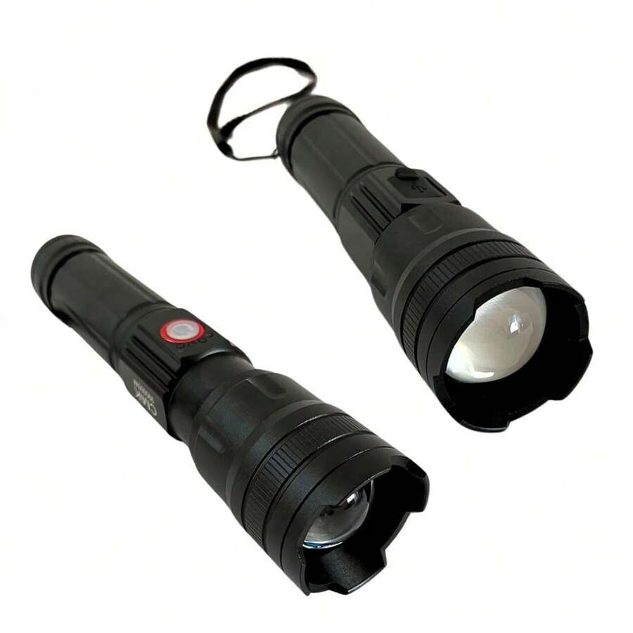 Tactical Flashlight With Emergency Hammer And White Laser Light – Compact And Versatile - màu đen - Xem 1
