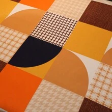 1 件几何色块拼布沙发/床罩，弹力全包涤纶沙发套，适合酒店和家庭使用 - 亮橙色 - 查看 8