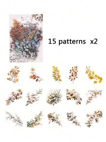 30 张/包复古植物枝花贴纸适用于垃圾日记本 DIY 剪贴簿拼贴相册创意文具工艺贴纸