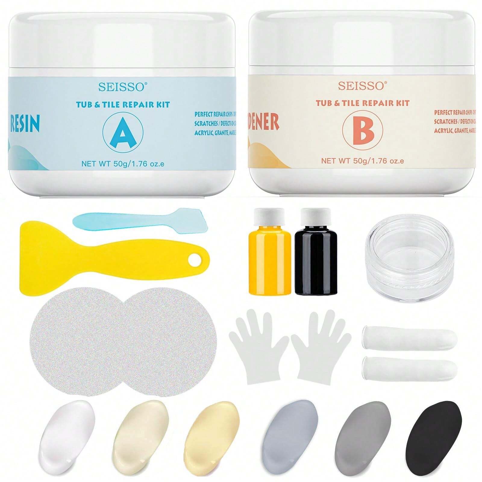 Porcelain Repair Kit, Tub & Tile Repair Kit (Color Match), Fiberglass