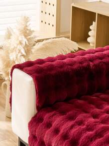 1pc Plush Soft Sofa Cushion Pad, Thickened Winter Warm All Season Non-Slip Sofa Cover Slipcover, Dustproof Washable Furniture Protector For Living Room, Bedroom, Office, L-Shaped Sofa - Burgundy - View 7