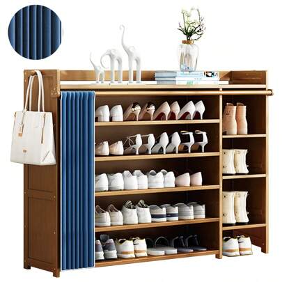 Zapateras Organizadores Bamboo En Plano 5 Niveles Cortina Multifuncional