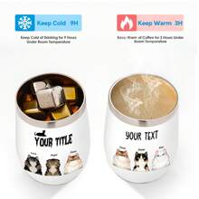 个性化猫爸爸猫妈妈随行杯，定制宠物名称/品种，304 不锈钢杯，父亲母亲节生日礼物，万圣节猫主人随行杯礼物（猫 02） - 白色 - 查看 5