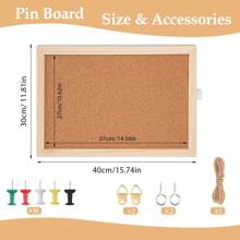 软木板公告板，15.7 英寸 X 11.8 英寸墙壁钉板，装饰性悬挂钉板，布告板备忘板，橡木饰面框架，适用于学校、家庭和办公室，布告板备忘板