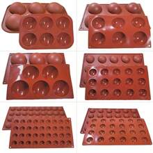 Molde de silicona de 6 cavidades en forma de semiesfera para hacer bombas de chocolate caliente, pasteles, gelatina y mousses en forma de domo para fiestas navideñas, herramientas de cocción para hornear