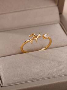 18k Gold Plated A-Z Initial Rings For Women Open Adjustable Wedding Ring 2023 Gold Color Couple Jewelry Accessories Gift - Yellow Gold - View 6