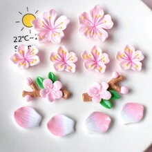 12 件粉色樱花系列鞋饰可拆卸鞋饰适用于木屐夹具、泡泡拖鞋、凉鞋、DIY 鞋配件，可作为节日礼物、派对礼物 - 粉色 - 查看 5