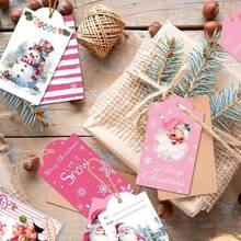 60 件圣诞礼物标签套装（带绳） - 节日圣诞老人、雪人、欢乐、圣诞节假期设计纸质礼品包装标签，适用于圣诞礼物和包装装饰 - 彩色 - 查看 6