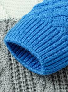 mini bala Boys Girls Knit Sweater Winter Stylish Color Block Top