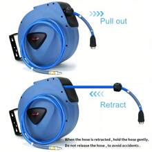 65ft 20m Air Hose Reel Auto Retractable Rewind Air Line Compressor Wall Mounted - Blue - View 5