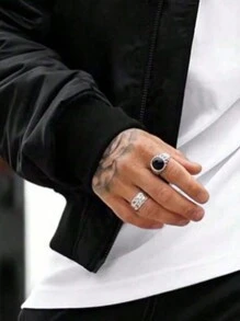 Men's Letter Print Casual Rave Baseball Jacket, Zipper Up Long Sleeve Outerwear, For Spring And Autumn