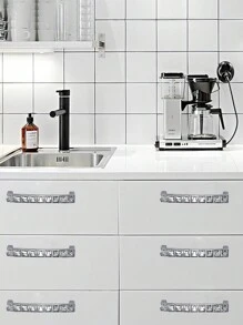 6 件/套水晶金属拉手,透明方形钻石抽屉旋钮双孔金色亮铬时尚拉手,适用于酒柜家具橱柜抽屉,单孔,孔距 16mm、32mm、64mm、96mm、128mm - 方鑽水晶金屬把手 - 查看 5