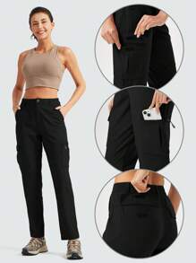 ZUTY Damen Wanderhosen mit Cargo-Taschen, schnelltrocknend für Reisen, Camping, Arbeit mit Reißverschlusstaschen