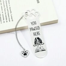 可爱的小狗不锈钢书签，配有心形吊坠，可爱又有趣的阅读配件，是送给爱狗人士和爱书人士的完美礼物，节日礼物 - 均碼 - 查看 16