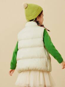 mini bala Girls Down Vest Loose Waistcoat - Light Khaki - View 3