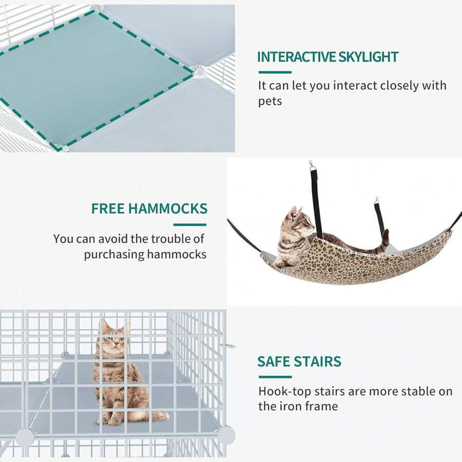 Indoor Cat Playpen With Extra Large Hammock, Spacious Cat Cage For Cats