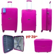 Unbreakable PP Suitcase 32kg 360 Swivel Wheels Expandable Polypropylene International Airplane Standard - Hot Pink - View 2