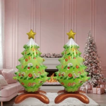 1/2/4 件 -39 英寸垂直圣诞树气球、雪人、金星圣诞树气球、圣诞主题气球、圣诞树形状气球、圣诞装饰品、圣诞节 - 綠色 - 查看 11