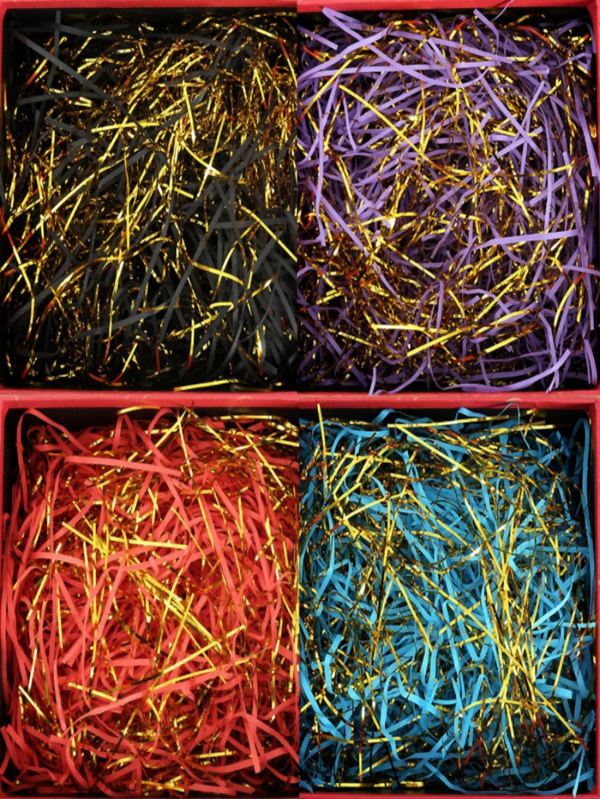 1 pieza 10g/30g Fibra metálica mezclada Relleno de papel de rafia y confeti para caja de regalo, decoración de fiesta, Navidad, Día de San Valentín