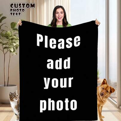 1pc Custom Photo Blanket, Custom Flannel Blanket With Photos And Text, Bedding Blanket, Custom Blanket For Bed, Custom Pictures Blanket, Personalized Photos Blanket For Family, Custom Image Blanket, Personalized Family Blanket With Image, Personalized Throws Blanket, Best Friend Blanket, For Valentine's Day, For Mother's Day, For Birthdays, For Youth's Day, For Father's Day