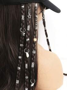 Bộ 135 chiếc tóc tết Dreadlock màu bạc, hộp phụ kiện tóc thanh lịch cho phụ nữ và trẻ em gái, khuyên tóc và đồ trang trí tóc - Bạc - Xem 4