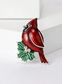 Enamel Northern Cardinal Pins For Women Rhinestone Red Bird Brooches Event Party Backpack Decoration Clothes Accessories - Red Bird - View 3
