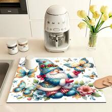 1 件装圣诞老人雪花洗衣机排水垫，防滑硅胶背衬，快干耐用，可放入微波炉，家庭厨房浴室装饰，矩形 - 彩色 - 查看 12